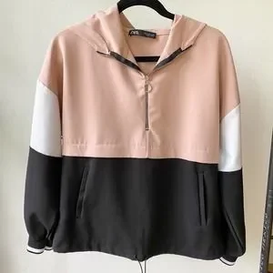 Zara | Tops | Zara Womens Pinkblackwhite Color Block Quarter